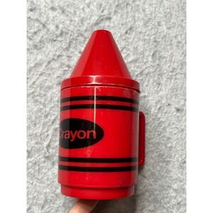Vintage 1980‎ Deka Plastics Red Crayon Mug Cup & lid Handle Made in USA